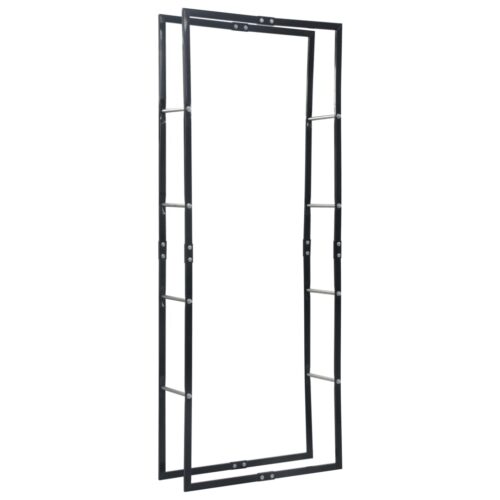 Firewood Rack Black 80x25x200cm Steel - Image 2