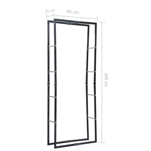 Firewood Rack Black 80x25x200cm Steel - Image 8