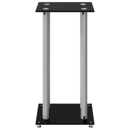 Speaker Stands 2pcs Black Silver Tempered Glass 4 Pillars Design - Image 5