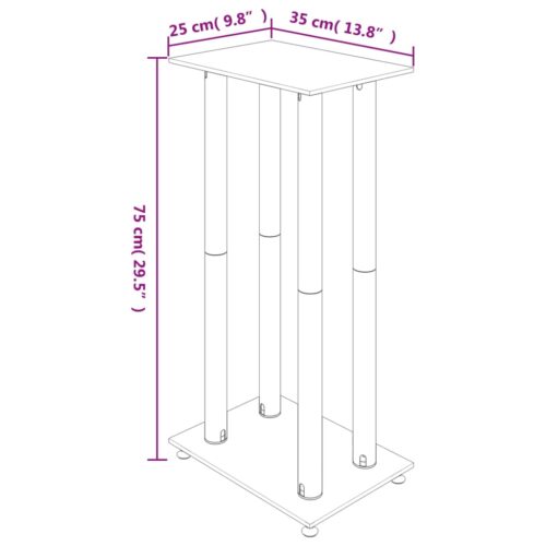 Speaker Stands 2pcs Black Silver Tempered Glass 4 Pillars Design - Image 8