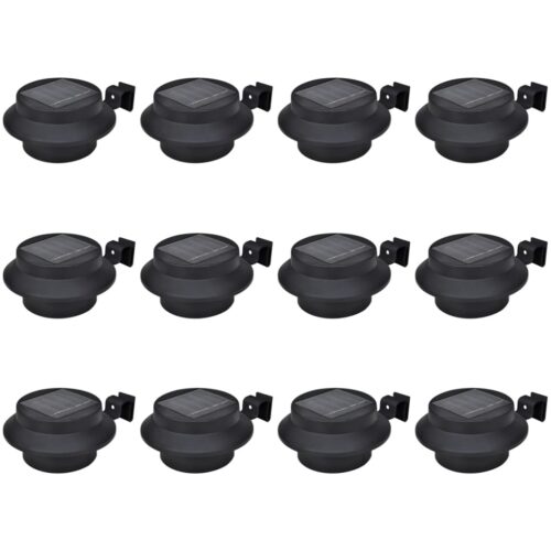 Outdoor Solar Fence Lamps 12pcs LED Black