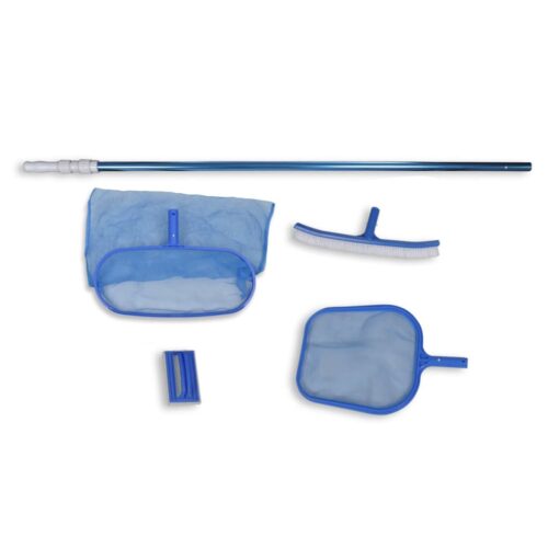 Swimming Pool Cleaning Kit Telescopic Aluminium Pole Leaf Skimmer Set Mesh Brush - Image 2