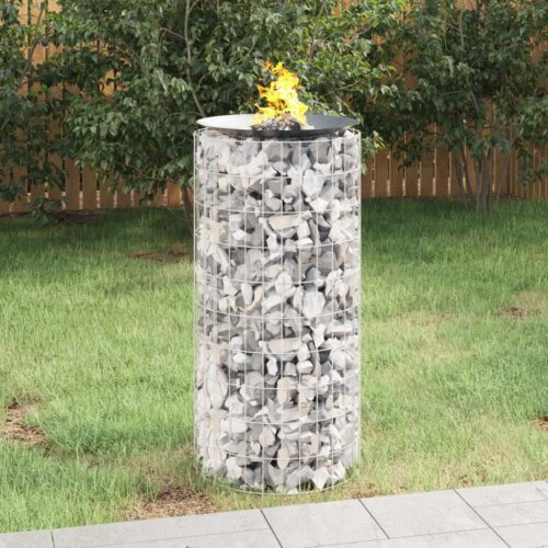 Gabion Fire Pit √ò 50cm Galvanised Iron - Image 6