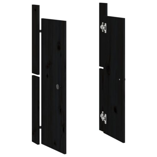Outdoor Kitchen Doors 2pcs Black 50x9x82cm Solid Wood Pine - Image 4