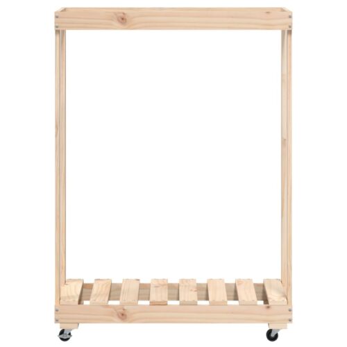 Log Holder with Wheels 76.5x40x108cm Solid Wood Pine - Image 4