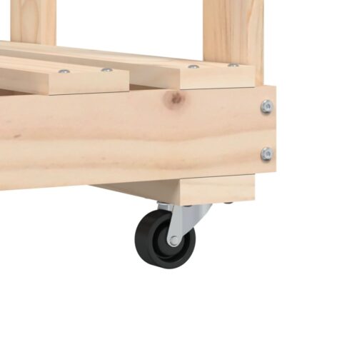Log Holder with Wheels 76.5x40x108cm Solid Wood Pine - Image 7