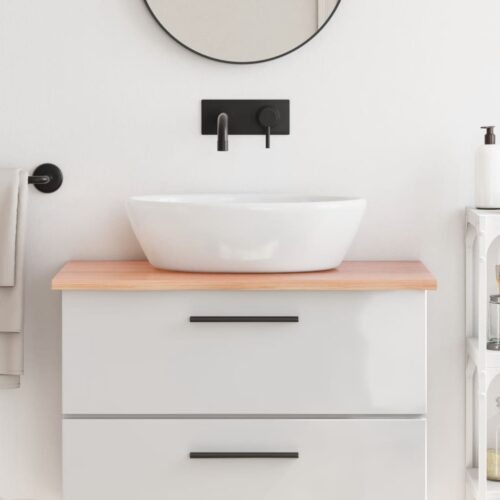 Bathroom Countertop Sink Vanity Board Table Top Light Brown 80x60x2cm Treated Solid Wood - Image 2