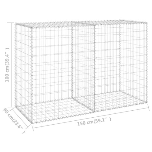 Gabion Wall with Covers Galvanised Steel 150x60x100cm - Image 6