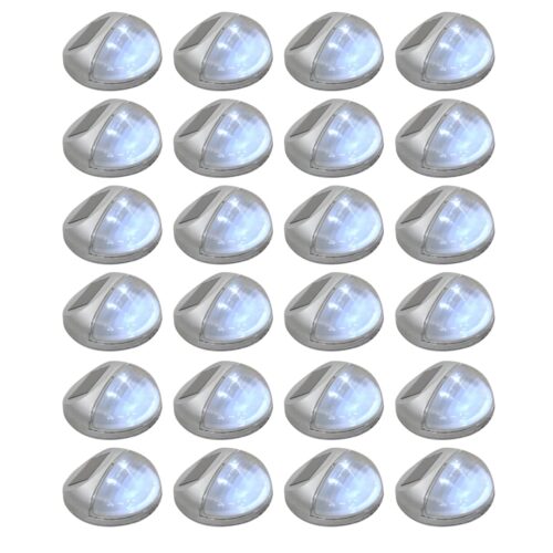 Outdoor Solar Wall Lamps LED 24pcs Round Silver - Image 8