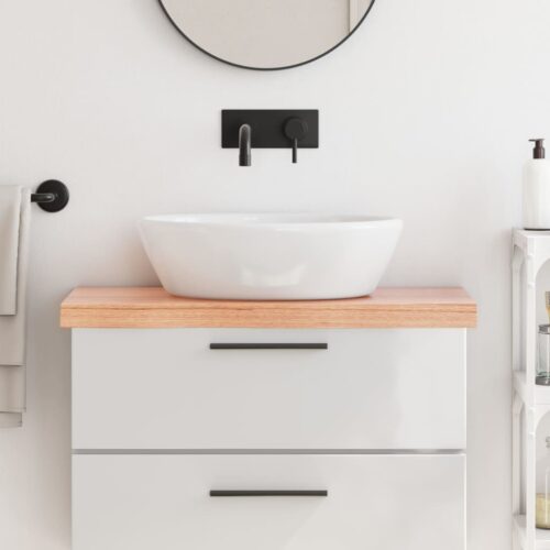 Light Oak Wood Timber Bathroom Countertop Sink Vanity Board Table Top 80x40x6cm - Image 9