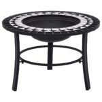 Mosaic Fire Pit Black White 68cm Ceramic
