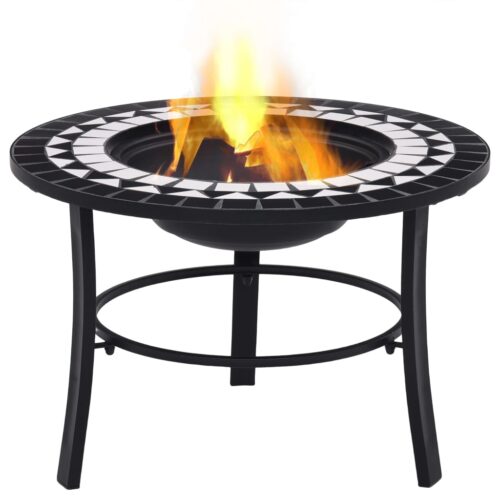 Mosaic Fire Pit Black White 68cm Ceramic - Image 2