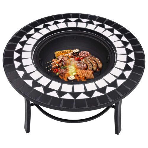 Mosaic Fire Pit Black White 68cm Ceramic - Image 6