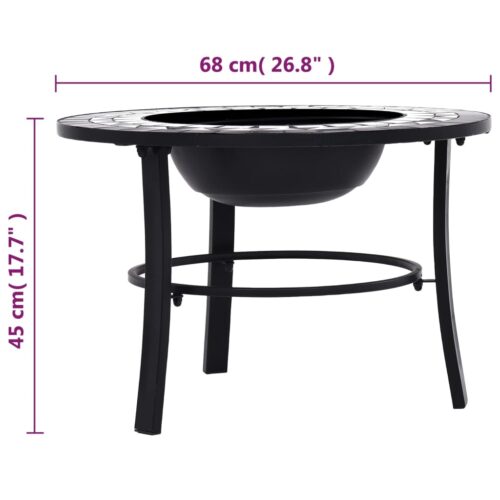 Mosaic Fire Pit Black White 68cm Ceramic - Image 9
