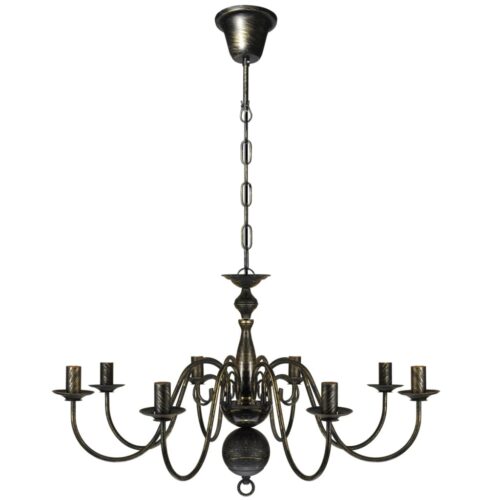 Antique Black Metal Chandelier 8x E14 Bulbs Lamp Hanging Pendant Ceiling Light - Image 2