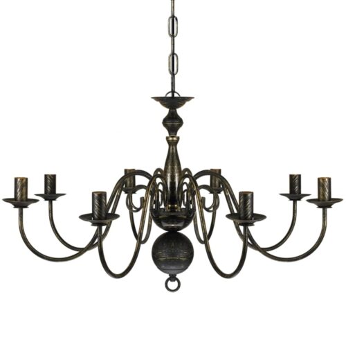 Antique Black Metal Chandelier 8x E14 Bulbs Lamp Hanging Pendant Ceiling Light - Image 3