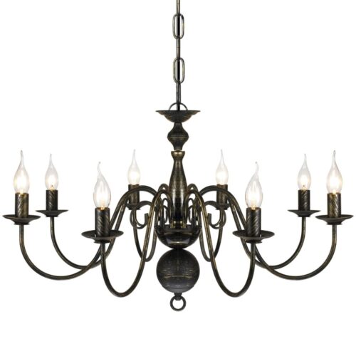 Antique Black Metal Chandelier 8x E14 Bulbs Lamp Hanging Pendant Ceiling Light - Image 4