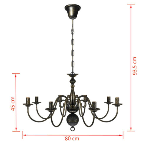 Antique Black Metal Chandelier 8x E14 Bulbs Lamp Hanging Pendant Ceiling Light - Image 6