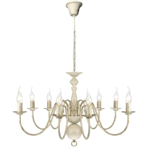 Antique White Metal Chandelier 8x E14 Bulbs