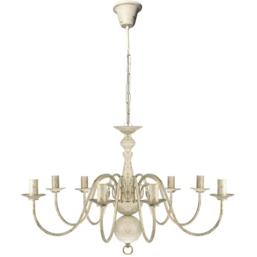 Antique White Metal Chandelier 8x E14 Bulbs - Image 2
