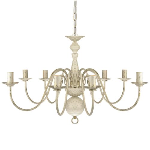 Antique White Metal Chandelier 8x E14 Bulbs - Image 4