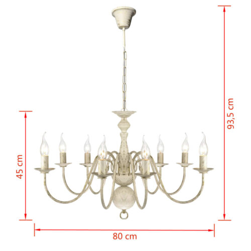 Antique White Metal Chandelier 8x E14 Bulbs - Image 6