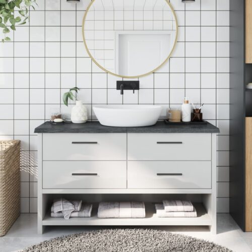 Dark Oak Wood Timber Bathroom Countertop Sink Vanity Board Table Top 120x40x4cm - Image 10