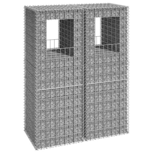 Gabion Basket Posts 2pcs 50x50x140cm Iron