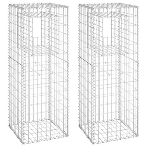 Gabion Basket Posts 2pcs 50x50x140cm Iron - Image 2