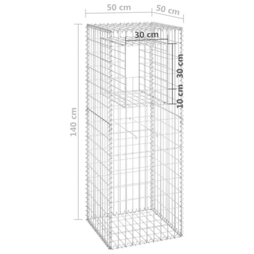Gabion Basket Posts 2pcs 50x50x140cm Iron - Image 7
