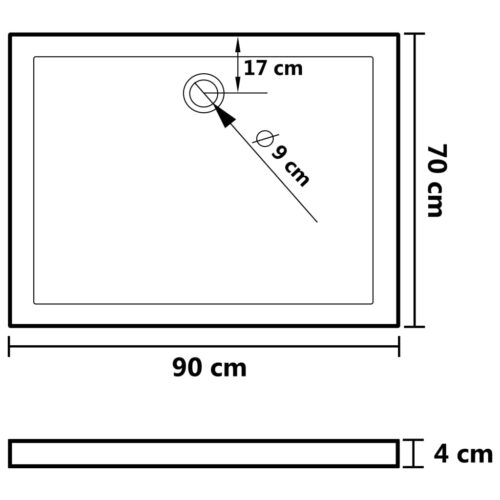 Rectangular ABS Shower Base Tray Bathroom Floor Trays Black 70x90cm - Image 7