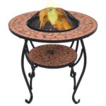 Mosaic Fire Pit Table Terracotta 68cm Ceramic