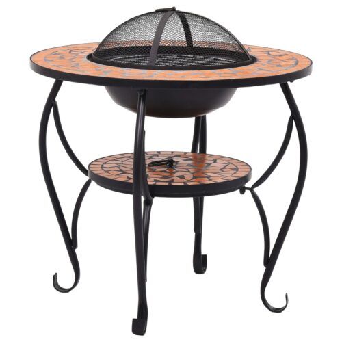 Mosaic Fire Pit Table Terracotta 68cm Ceramic - Image 2