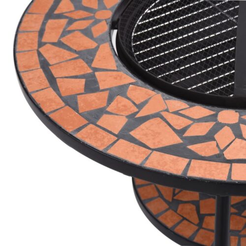 Mosaic Fire Pit Table Terracotta 68cm Ceramic - Image 7