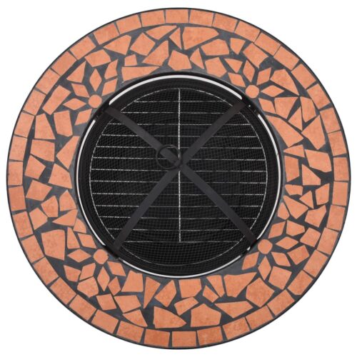 Mosaic Fire Pit Table Terracotta 68cm Ceramic - Image 8