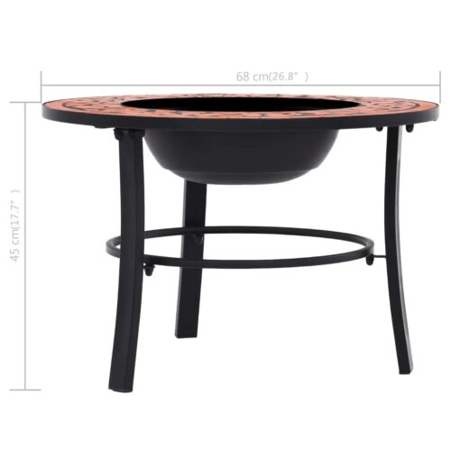 Mosaic Fire Pit Terracotta 68cm Ceramic - Image 9
