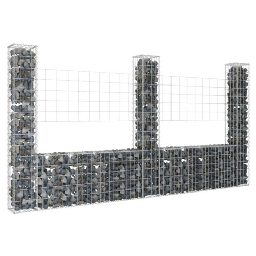 U-shape Gabion Basket with 3 Posts Iron 260x20x150cm