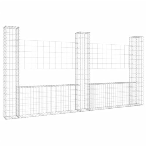 U-shape Gabion Basket with 3 Posts Iron 260x20x150cm - Image 2