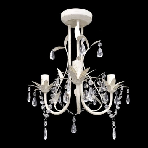 Crystal Pendant Ceiling Lamp Chandeliers 2pcs Elegant White - Image 3