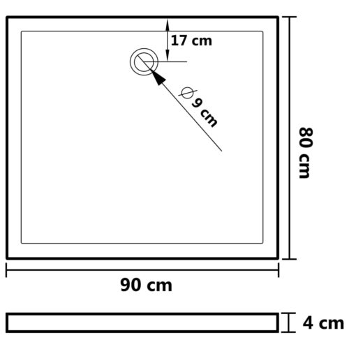 Rectangular ABS Shower Base Tray Bathroom Floor Trays White 80x90cm - Image 7