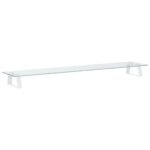 Monitor Stand White 100x20x8cm Tempered Glass Metal