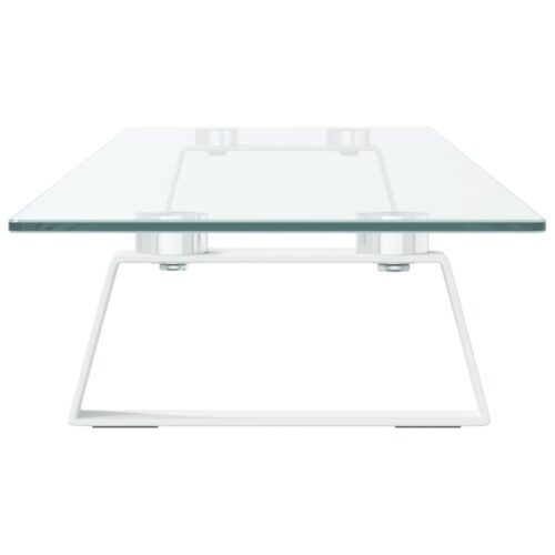 Monitor Stand White 100x20x8cm Tempered Glass Metal - Image 5