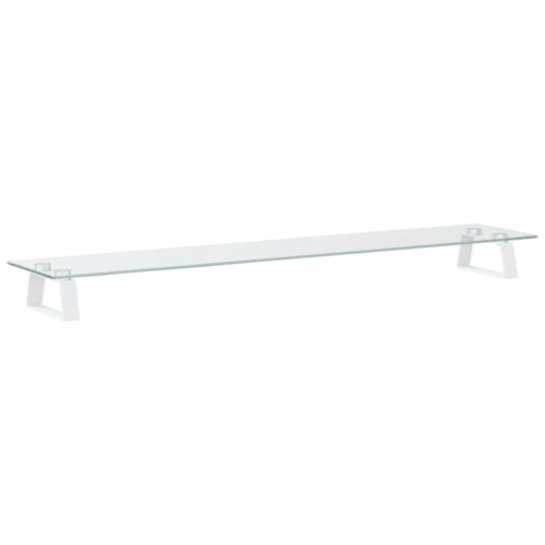 Monitor Stand White 100x20x8cm Tempered Glass Metal - Image 6