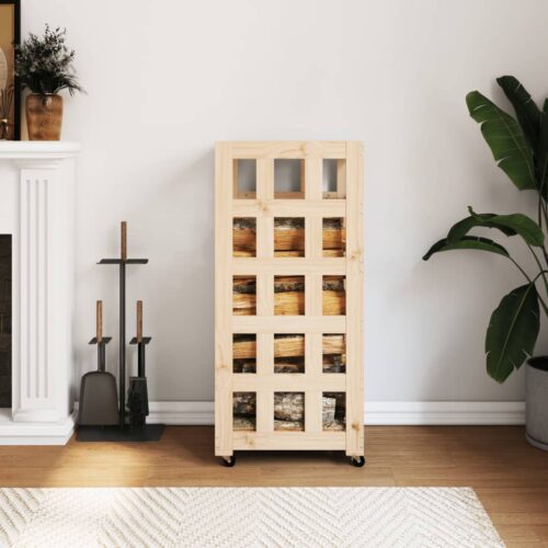 Log Holder with Wheels 40x49x110cm Solid Wood Pine