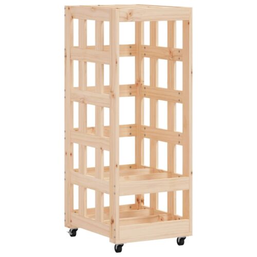 Log Holder with Wheels 40x49x110cm Solid Wood Pine - Image 2