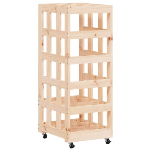 Log Holder with Wheels 40x49x110cm Solid Wood Pine - Image 4