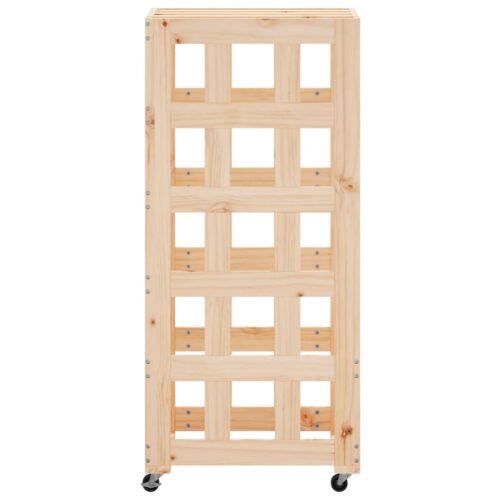 Log Holder with Wheels 40x49x110cm Solid Wood Pine - Image 6