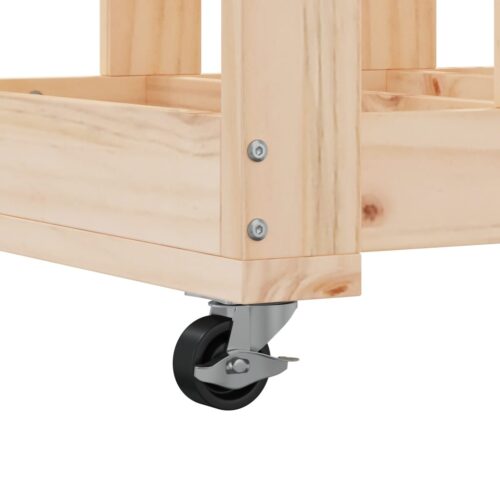 Log Holder with Wheels 40x49x110cm Solid Wood Pine - Image 7