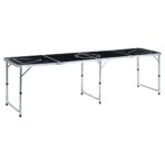 Folding Beer Pong Table Tailgate Party Event Drinking Game Carry Handle Black 240cm 2.4m