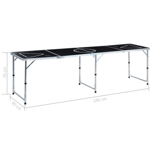 Folding Beer Pong Table Tailgate Party Event Drinking Game Carry Handle Black 240cm 2.4m - Image 10